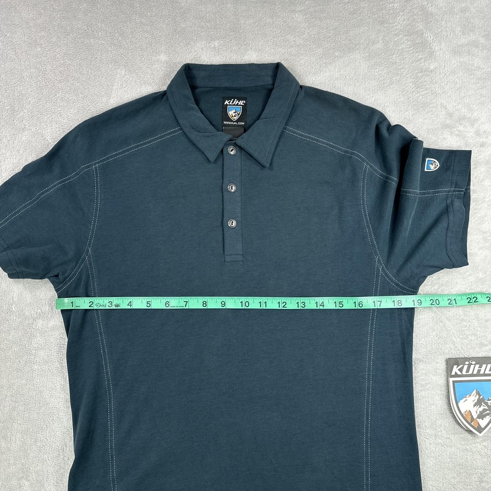 Kuhl Skor Polo Shirt Mens Small Deep River Blue Supima Cotton Casual Outdoors - Picture 9 of 12